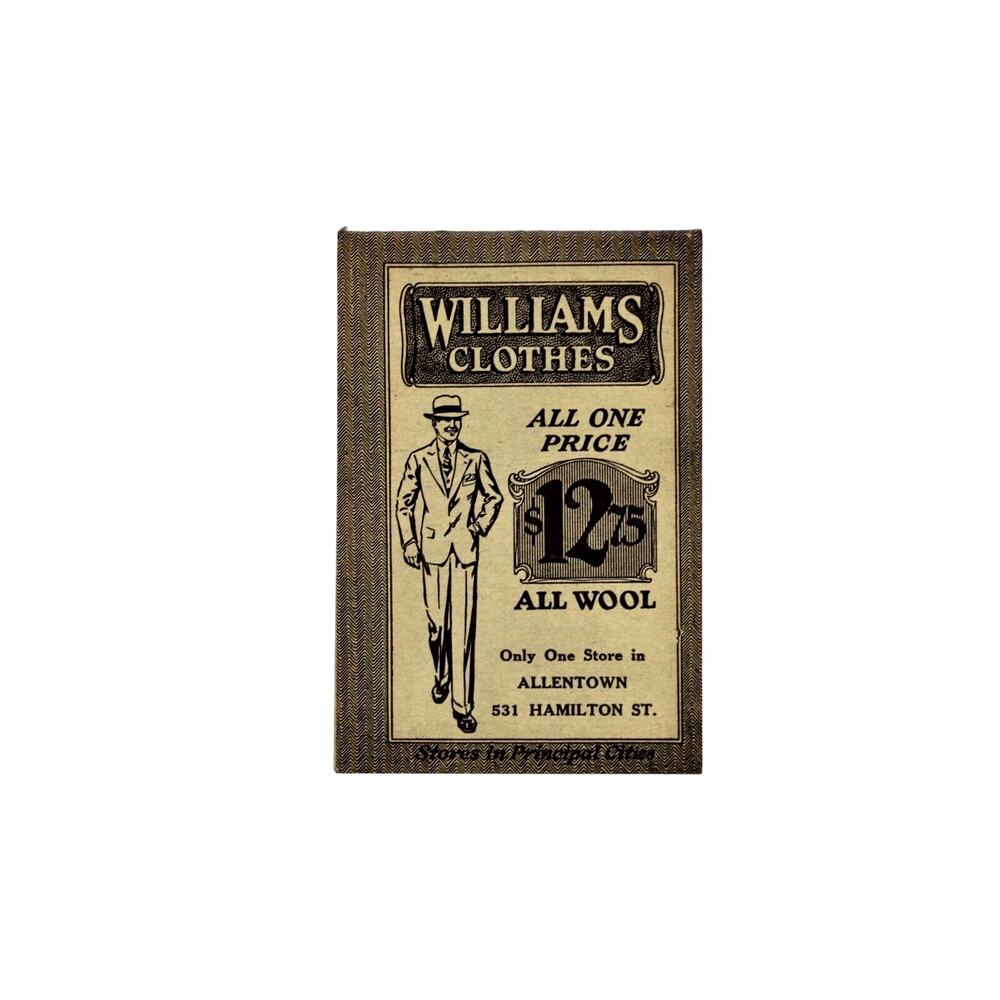 1940s Williams Clothes Advertising Memo Pad Notebook Allentown PA Vintage
